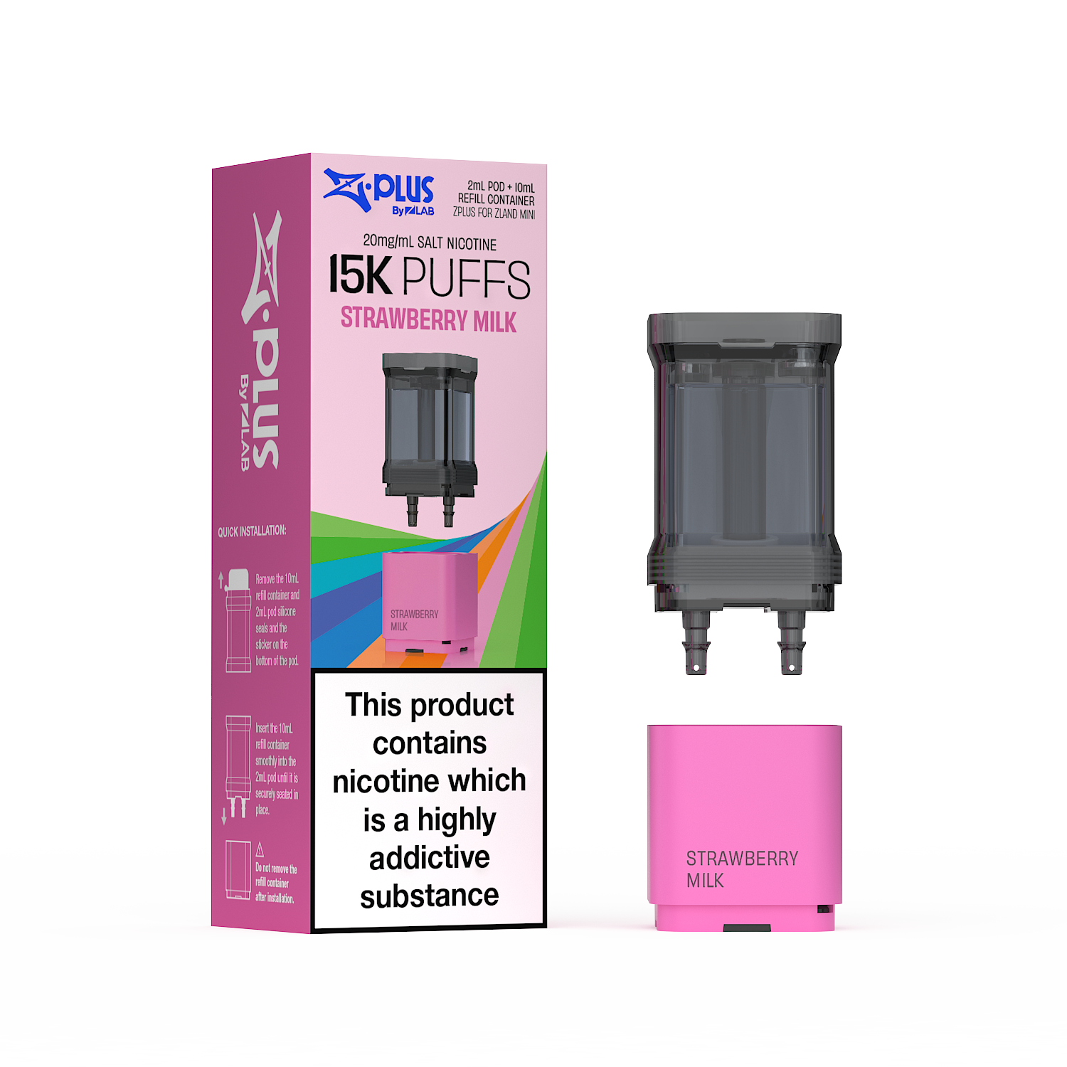ZPlus Pod + Tank – 15000 Puffs – 20mg – Strawberry Milk – ZLand By ZLab ...